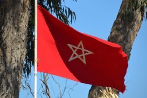 Red Flag of Morocco with green pentagram