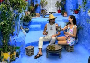 What to wear in Morocco in September while visiting Chefchaouen famous photo spot