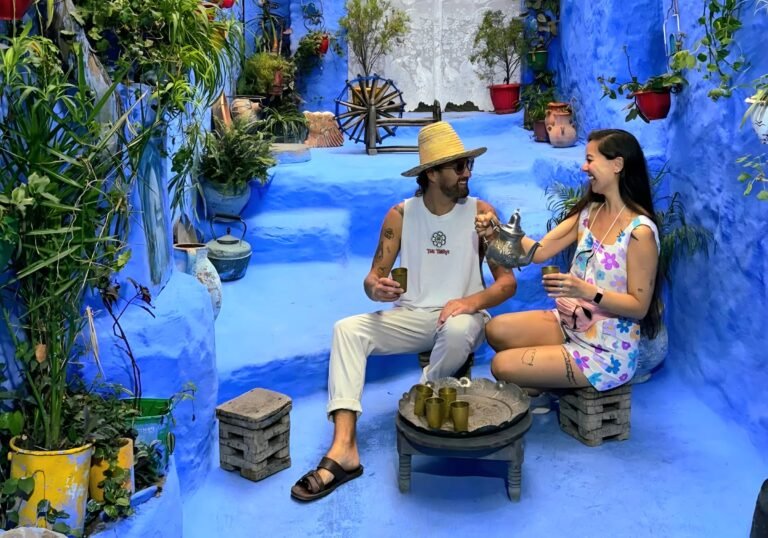 What to wear in Morocco in September while visiting Chefchaouen famous photo spot